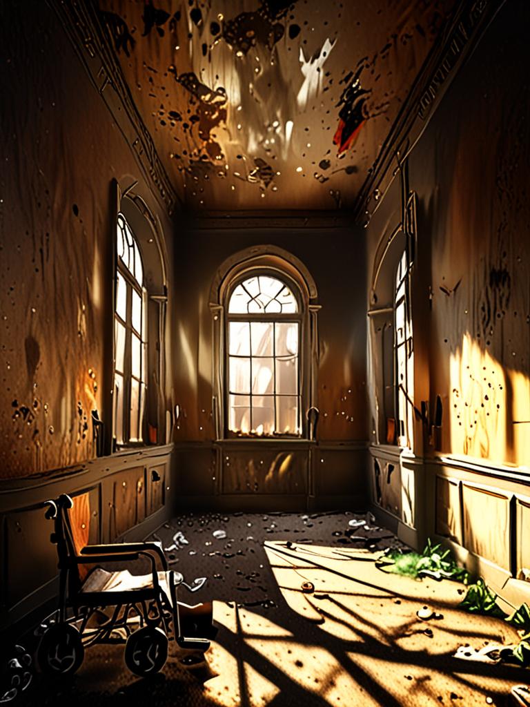 Abandoned Asylum Hallway Empty Spooky