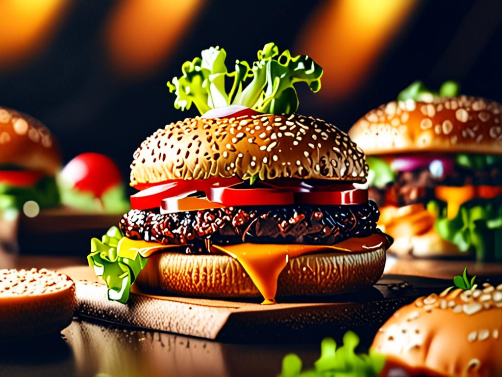 Close up of a big burger