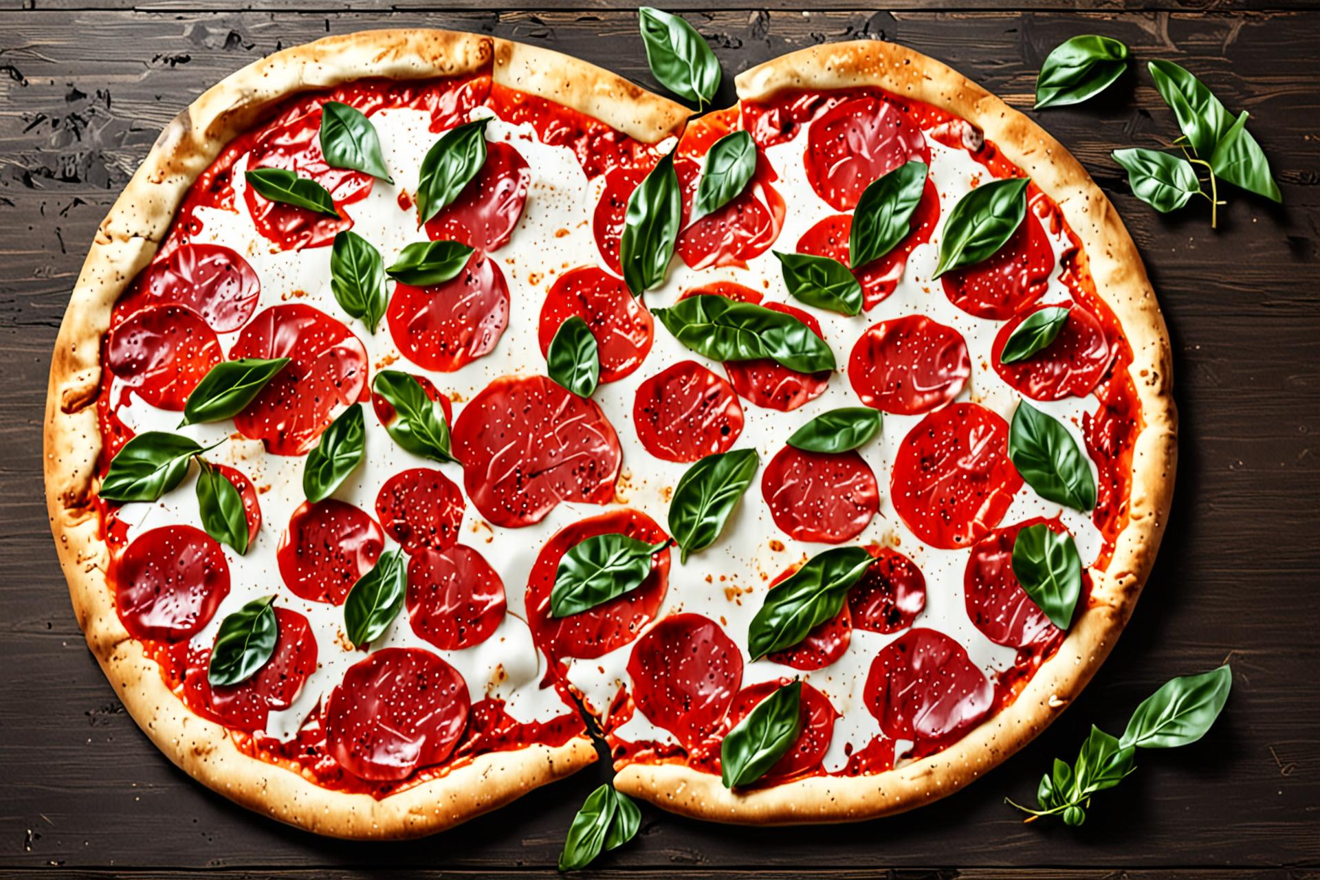 Hot pizza on wood table