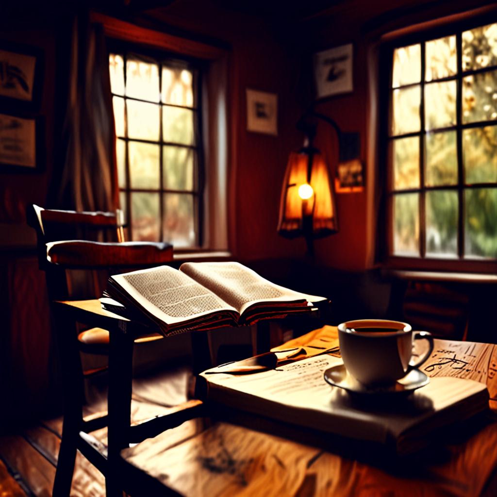 Cozy Cafe Corner with Book