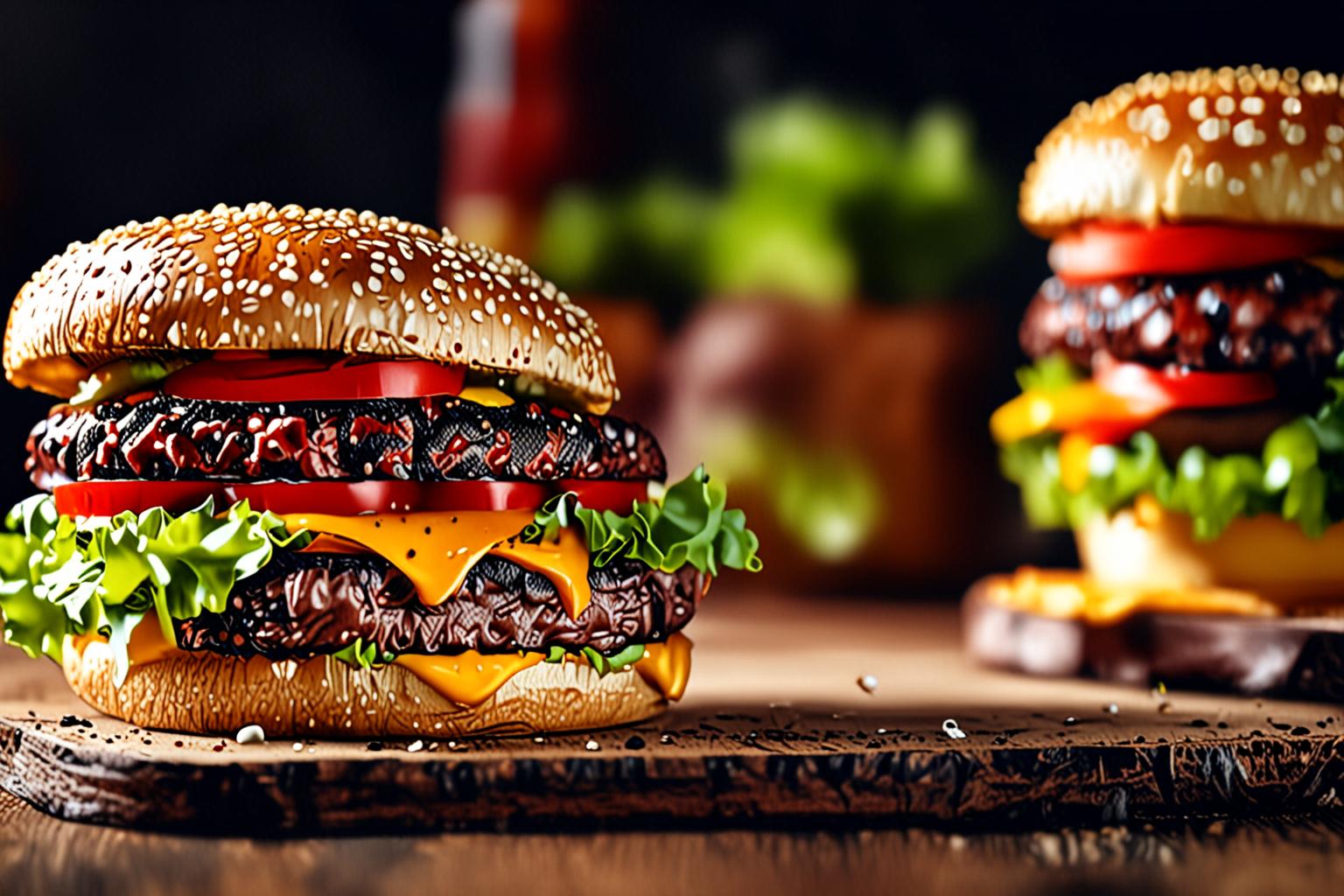 Delicious cheeseburger close up photo