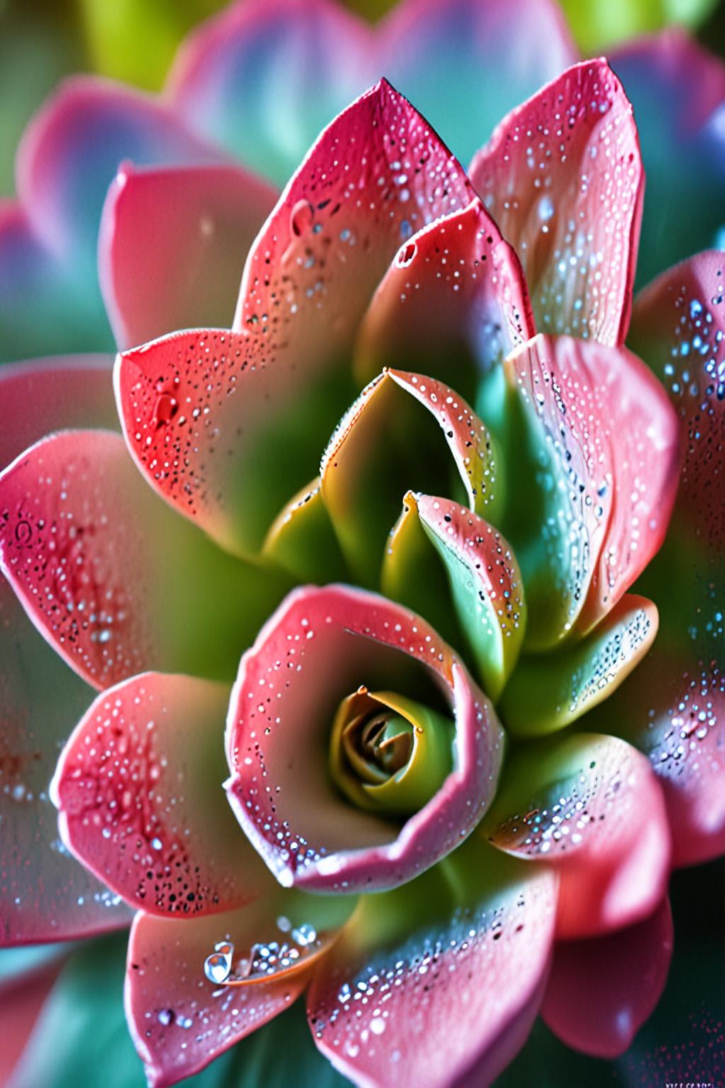 Dewy Succulent Plant in Morning Light