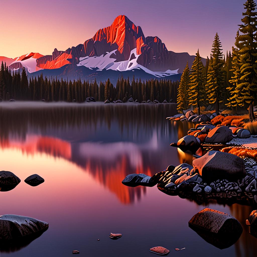Peaceful Mountain Lake at Sunrise