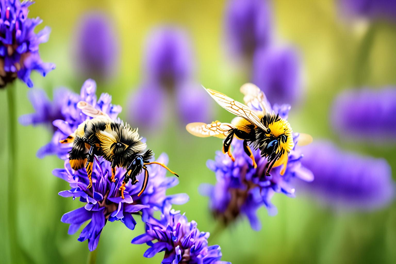 Close up of Bee on a Purple Flower