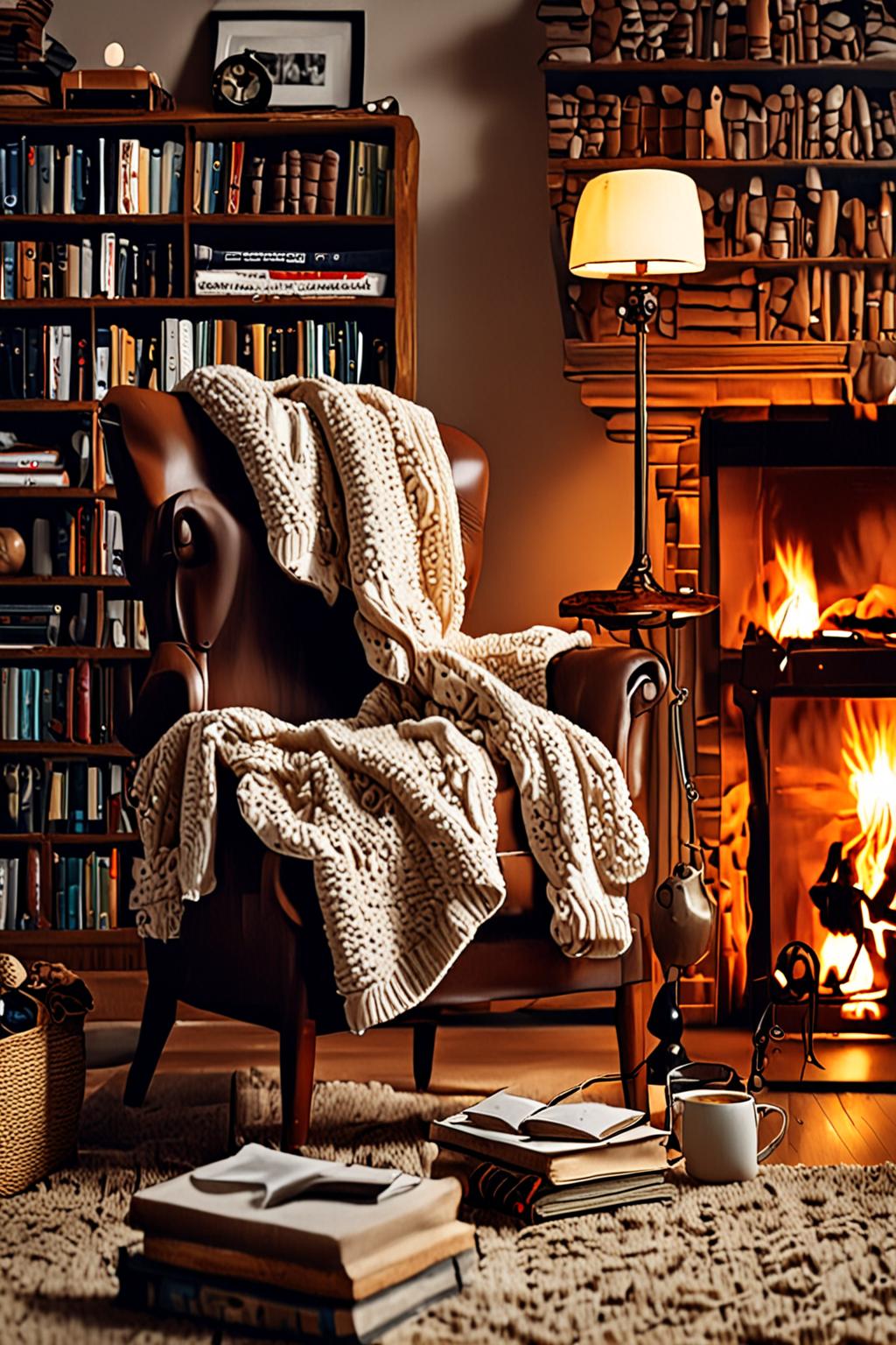 Cozy Fireplace Reading Corner